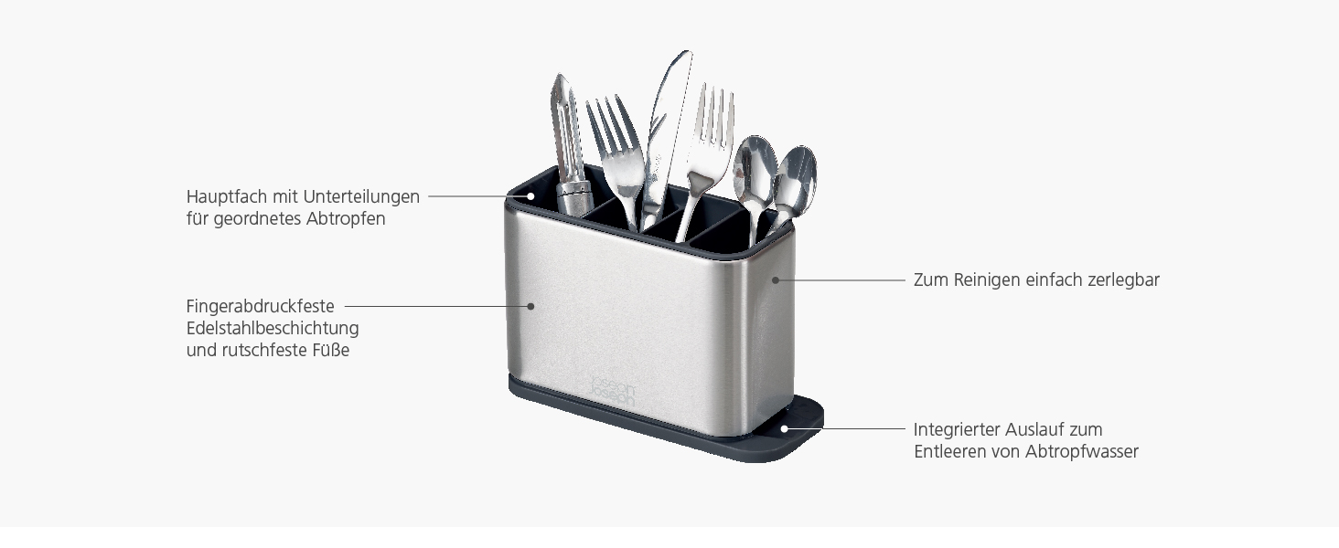 Стильний органайзер для столових приборів Joseph Joseph Surface, нержавіюча сталь, сірий