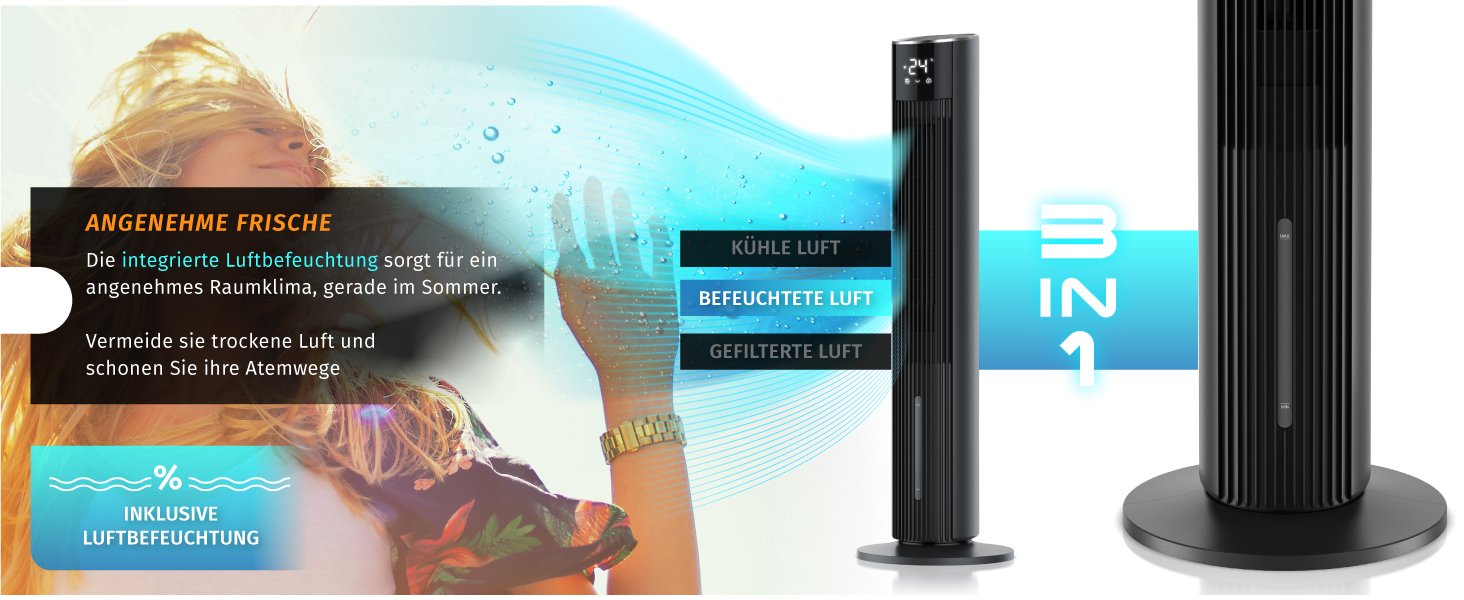 Повітряний охолоджувач Brandson ECO GREEN з водяним охолодженням, WiFi, Smart Home, управління голосом та сенсором. Мобільний кондиціонер-вентилятор з осциляцією
