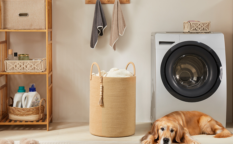 Кошик для білизни YOUDENOVA плетені, ручної роботи з бавовни (колір коричневий, 58L)