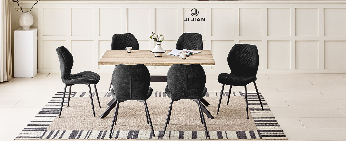 Набір з 4/6 стільців для їдальні, кухні, вітальні, чорного кольору, ергономічні, оббивка з льону