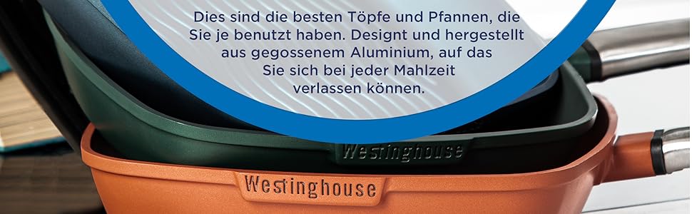 Сковорода-гриль Westinghouse PERFORMANCE SERIES 28 см з нержавіючої сталі, підходить для індукції, грилю та всіх типів плит, з антипригарним покриттям, для духовки та миття в посудомийній машині, алюміній, блакитний