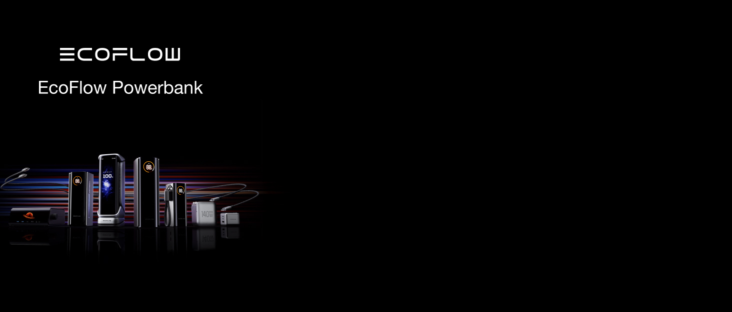 EcoFlow Rapid Powerbank 25000 mAh 170W з вбудованим кабелем, чорний - портативний зарядний пристрій для iPhone, Samsung, MacBook та інших пристроїв