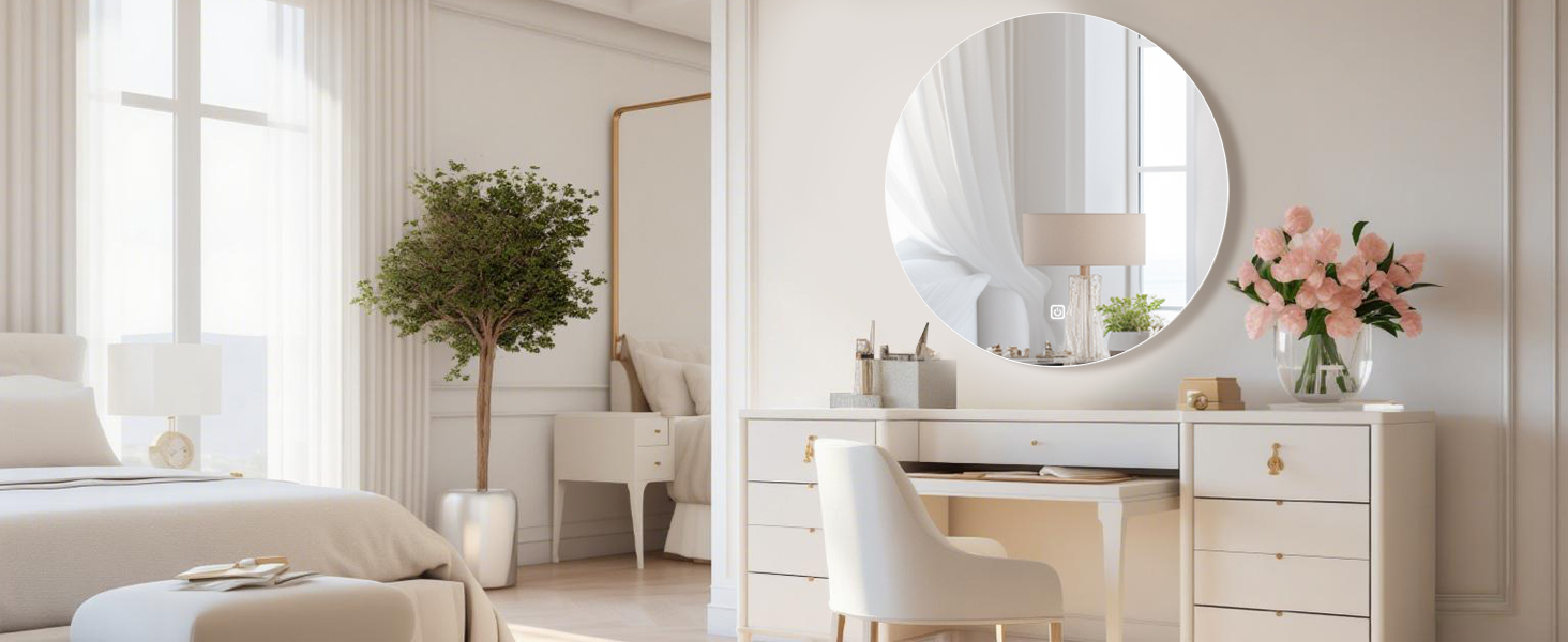 Дзеркало для ванної кімнати MYGIIVOVO круглої форми з підсвічуванням, LED, сенсорне управління, 59x59 см