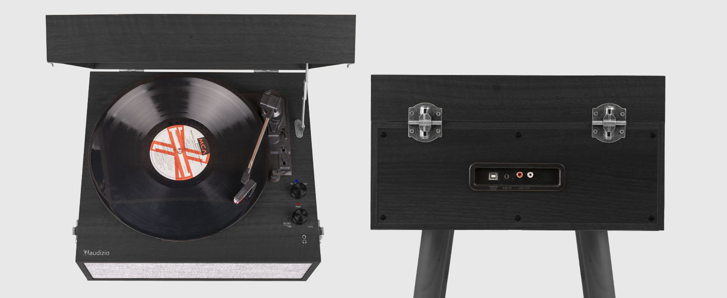 Вініловий програвач Fremont Retro з Bluetooth, динаміками та підставкою, для платівок 7'', 10'', 12'', дерев'яний корпус