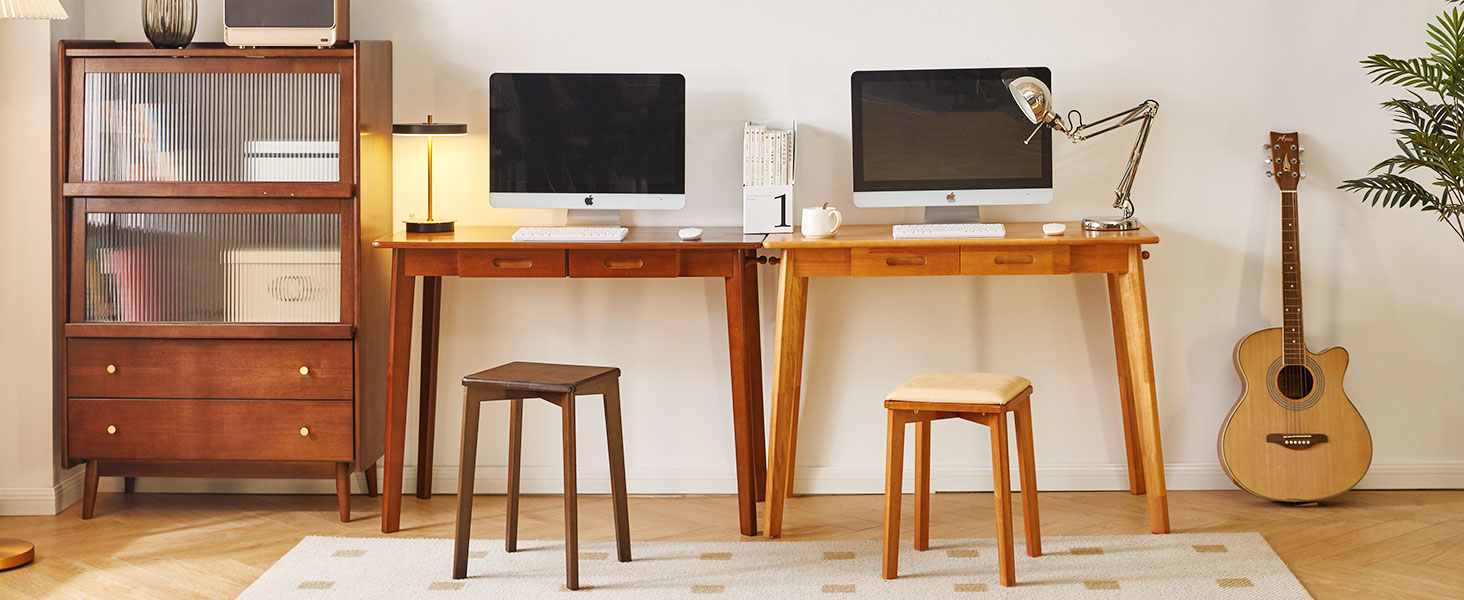 Дерев'яний письмовий стіл з шухлядою та вішалкою, 100x50x75 см, YD-WD01N, Рустикальний коричневий