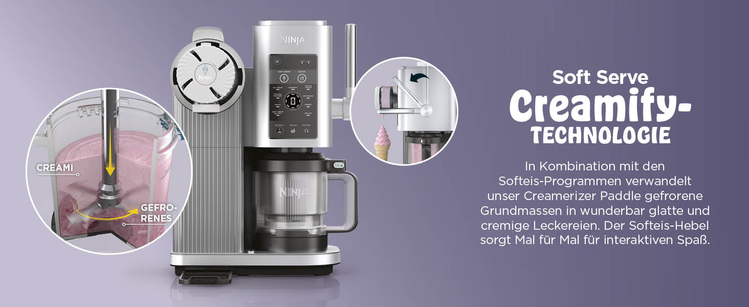 Машина для морозива CREAMi Softeis Ninja Swirl NC701EU: 13 функцій, 2 контейнери для морозива, сорбету, шейків