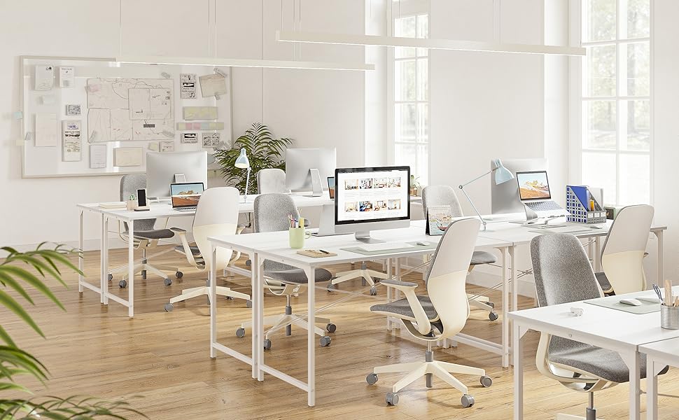 Комп'ютерний стіл CubiCubi 100x48x75 см, білий, для офісу/дому, металевий каркас