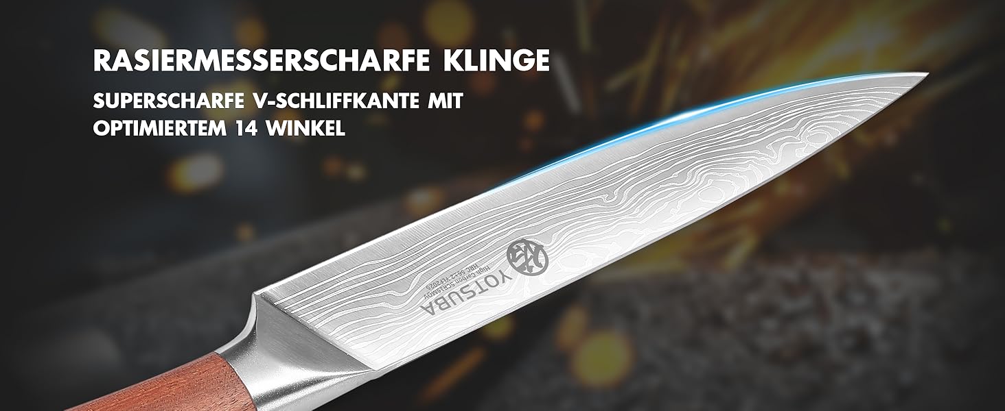 Набір кухонних ножів YOTSUBA Profi з дерев'яним блоком та точилкою, ножиці, набір кухонних ножів з нержавіючої сталі, 33 см