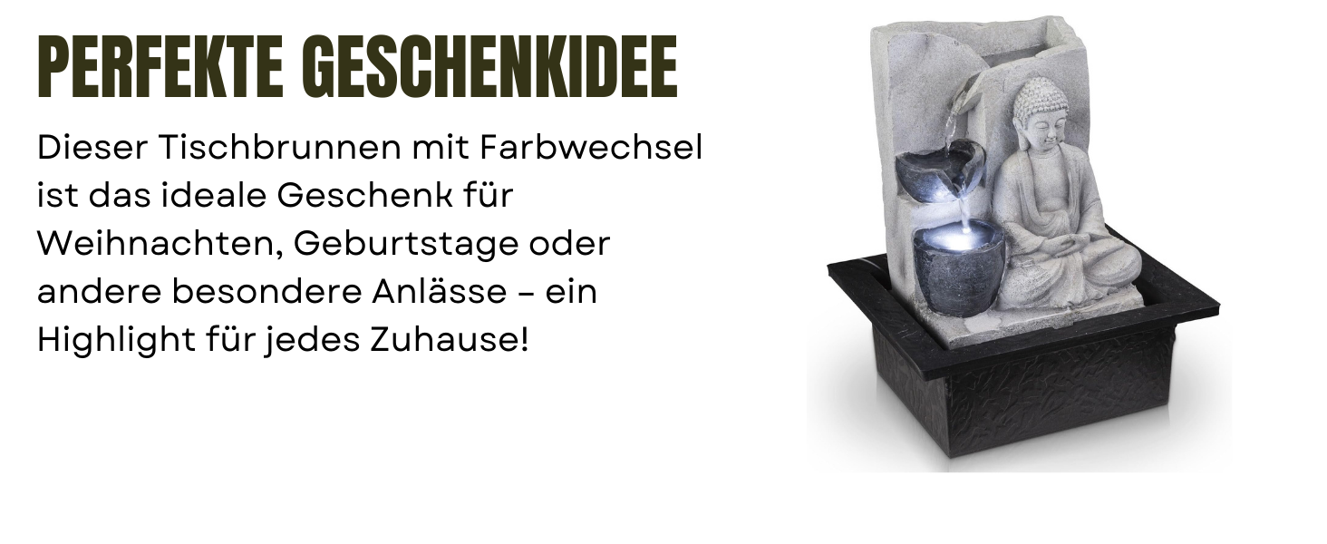 Декоративний фонтан Будда з підсвічуванням – кімнатний фонтан, сірий, 4 ступені