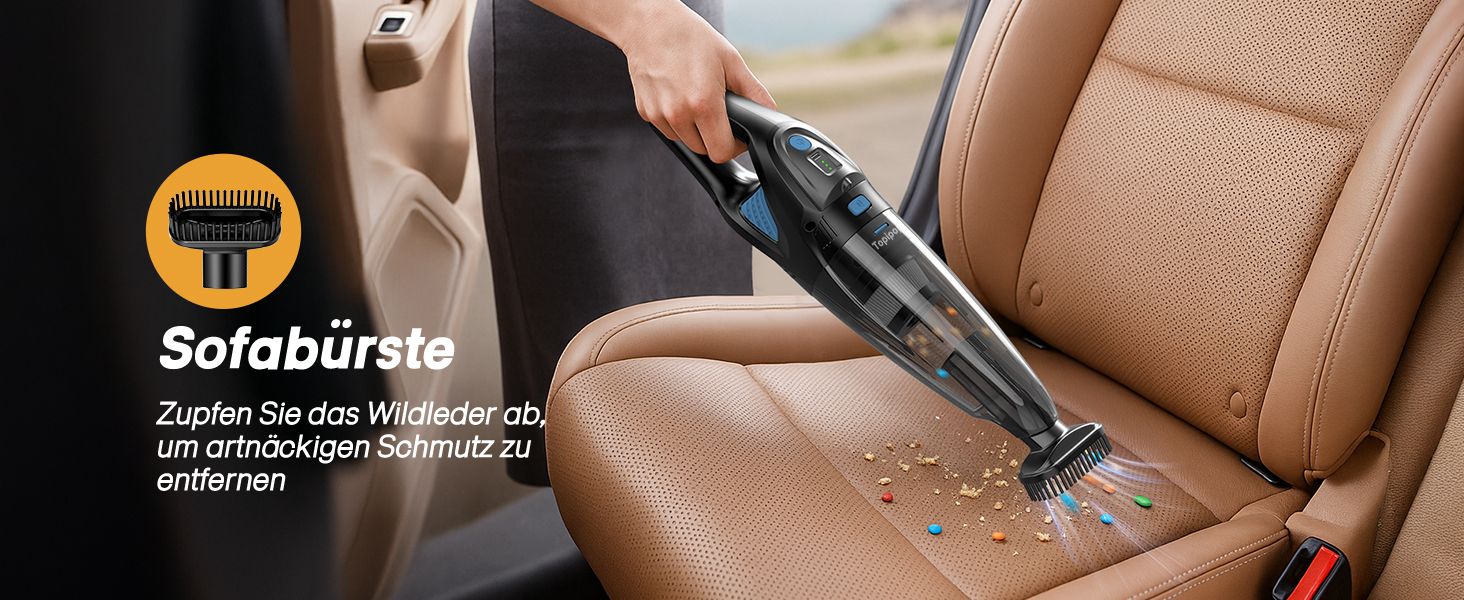 Акумуляторний ручний пилосос для авто та дому, потужність 25000Па, бездротовий з HEPA-фільтром та набором насадок, для шерсті тварин та килимів (Чорний)