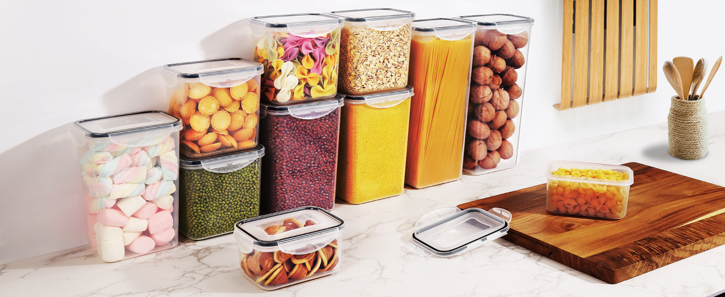 Набір контейнерів для зберігання продуктів YASHE 24 шт. з кришкою, герметичні, BPA-free, для сухої їжі, мюслі, борошна та цукру