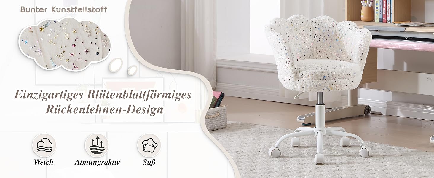 Дитячий стіл-крісло регульований, обертовий крісло з велюру, крісло для дівчаток, крісло для навчання, біле