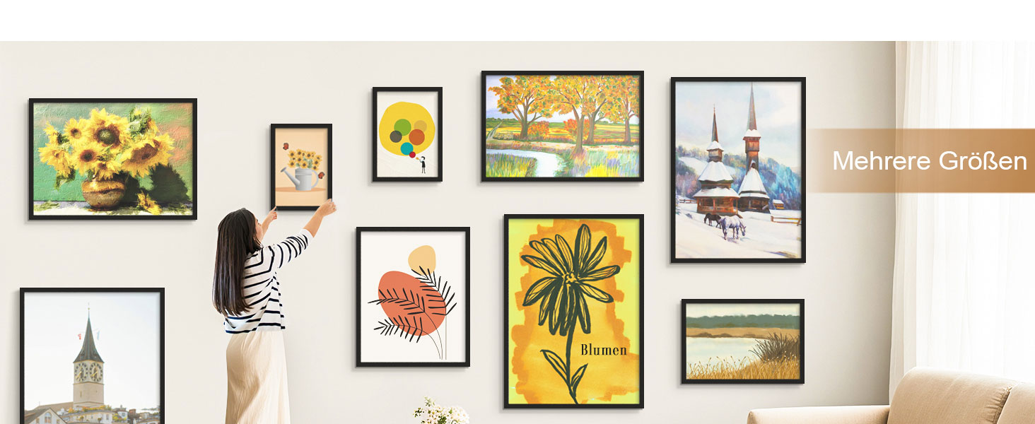 Набір фоторамок 50x70 см (3 шт.) Чорні, дерев'яні рамки для фото, картин, постерів 50х70 см