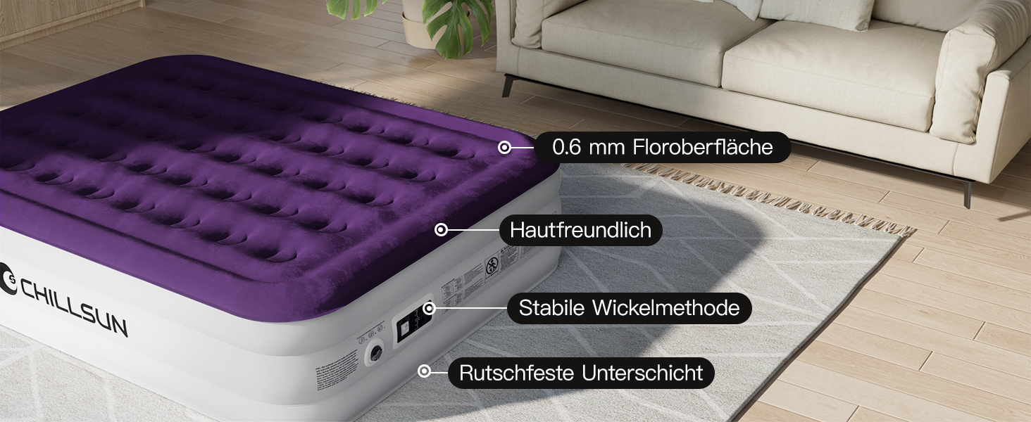 Надувний матрац CHILLSUN 190x100x40 см з вбудованим насосом - для дому, гостей та кемпінгу