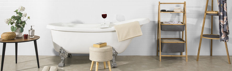 Полка для ванної кімнати SoBuy BZR14-W з 5 полицями, 30x139x30 см, білий колір