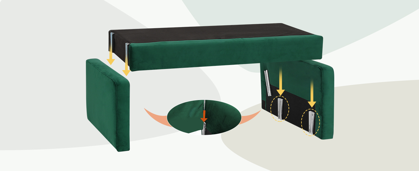 Диван Vesgantti, 2 місця, 121 см, сучасний дизайн, з 2 подушками, для вітальні/квартири/офісу (зелений, велюр)