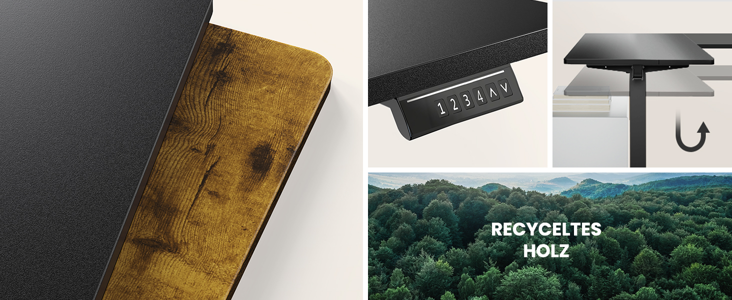 ЕрГер: Кутовий електричний стіл з регулюванням висоти, L-подібний, з індивідуальним мотором, 4-пам'ять, білий (160 x 140 см, чорний)