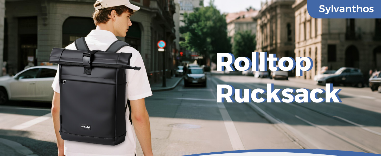 Водонепроникний рюкзак для ноутбука Rolltop (18-25 л), чорний, розмір L (30x13x48 см)