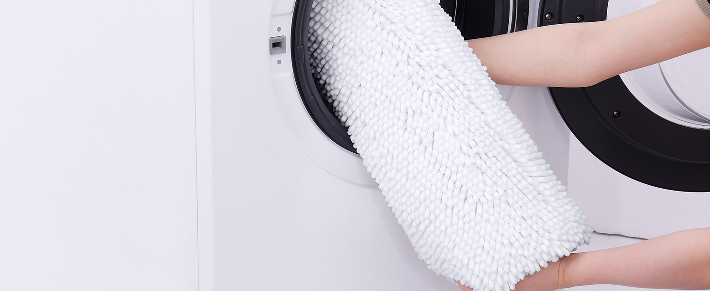 Килимок для ванної кімнати Homaxy з мікрофібри, 60 x 120 см, антиковзаюча поверхня, вбираючий, високий ворс, білий