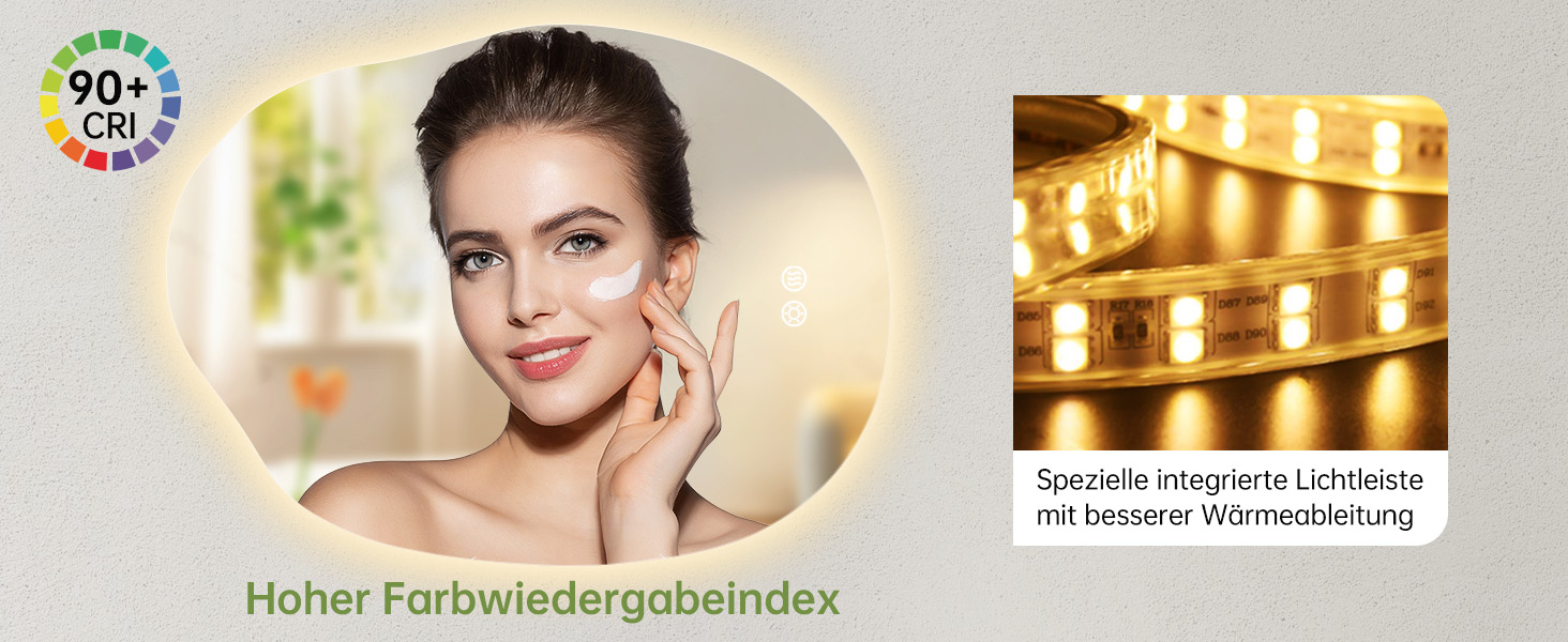 Дзеркало для ванної кімнати OUMUSU з підсвічуванням, арочне, без рами, 50x75 см. Антизапарник, сенсорне управління, регулювання яскравості, 3 кольори світла