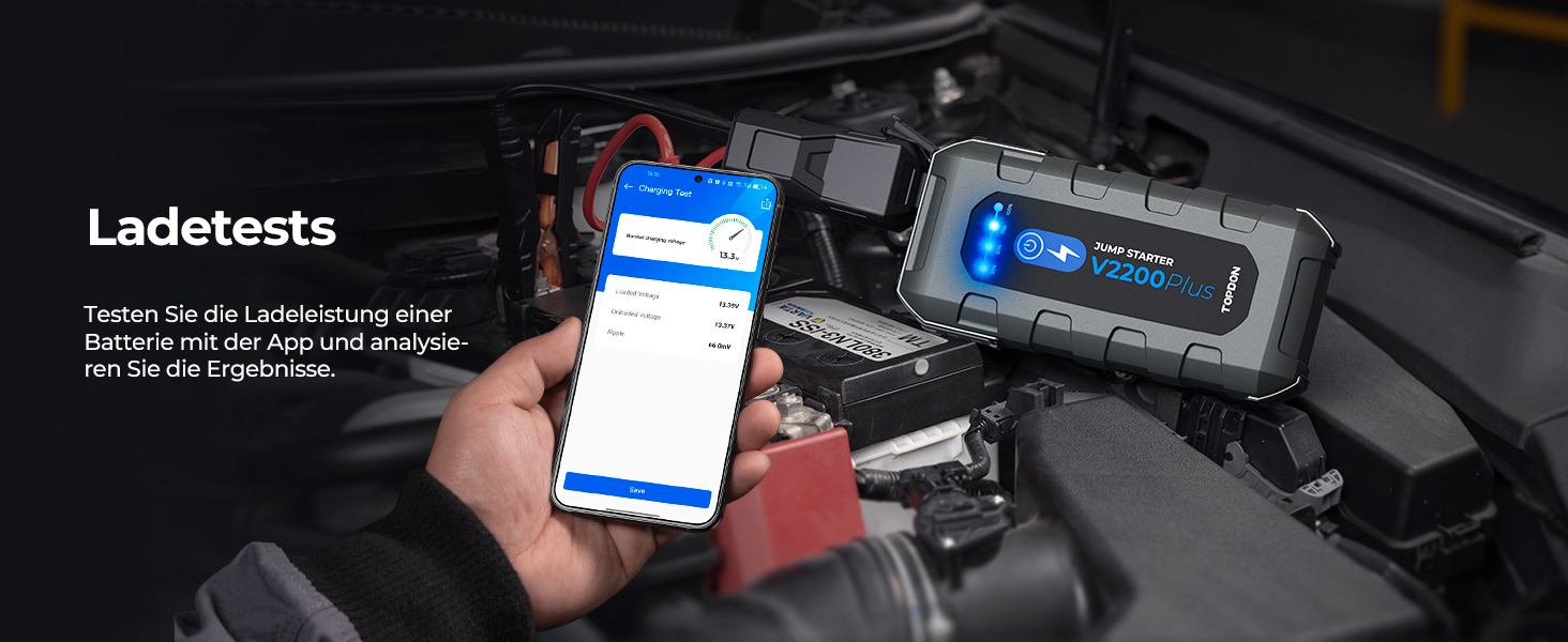 TOPDON JS3000 Powerbank для запуску двигуна, 12V, 24000mAh, 2200A, для бензинових (9.0L) та дизельних (7.0L) двигунів, з EVA-чохлом