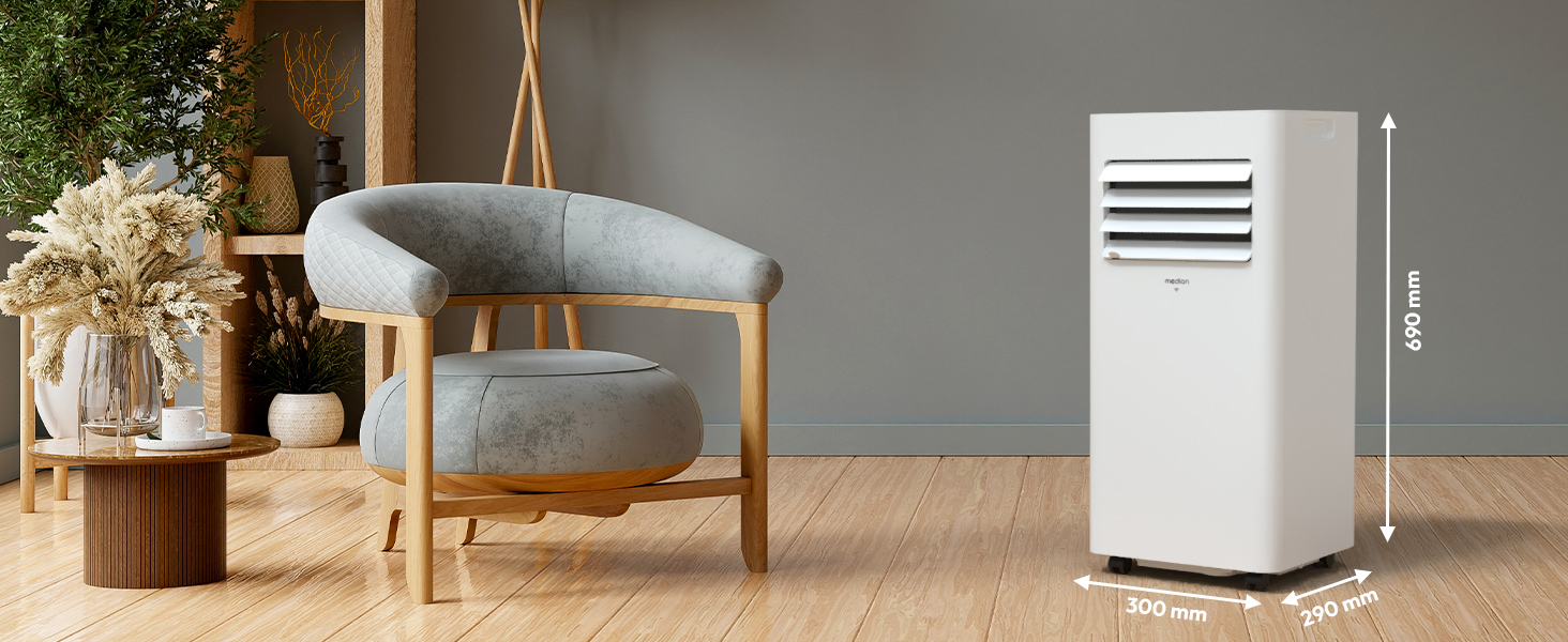 Мобільний кондиціонер MEDION P901 9000 BTU з пультом та Wi-Fi – охолодження, осушення, вентиляція. Комплектація з ущільнювачем для вікна.
