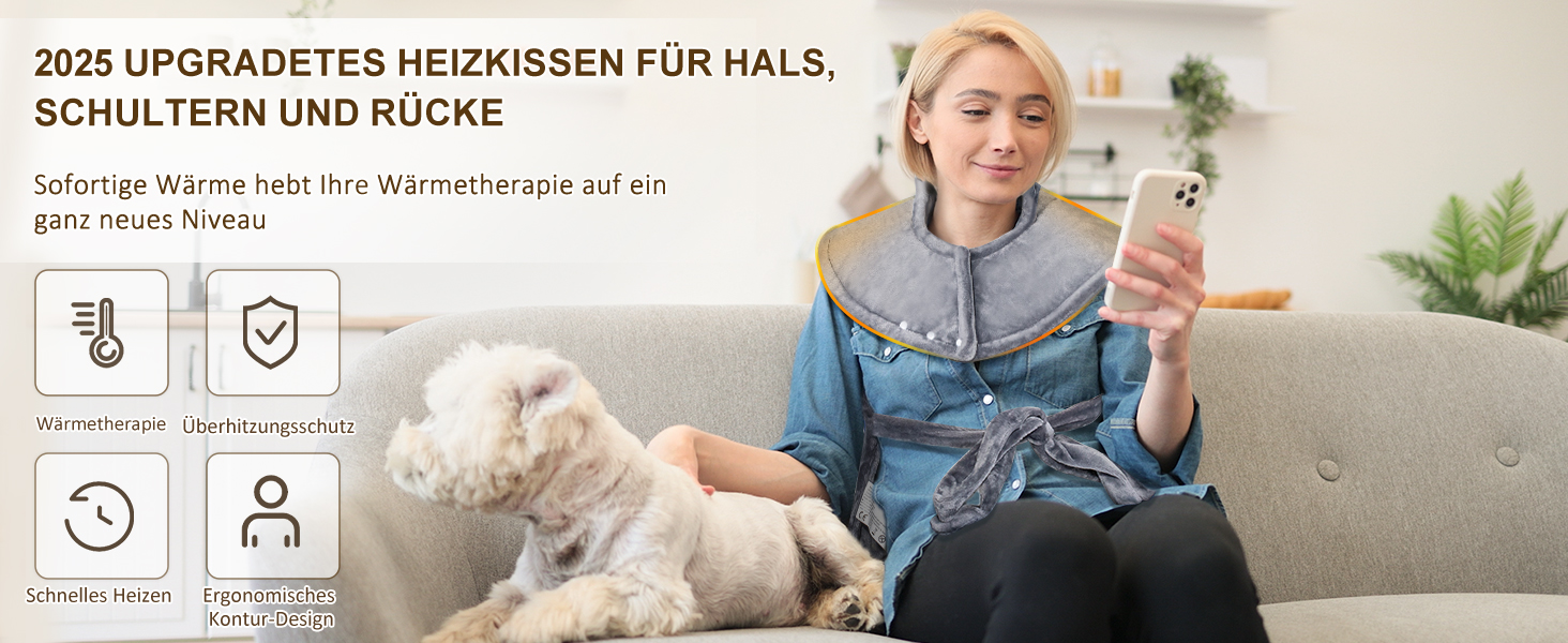 Грілка для спини, шиї та плечей NALONE, 63x100 см, 6 температурних режимів, таймер, фланель, пральна