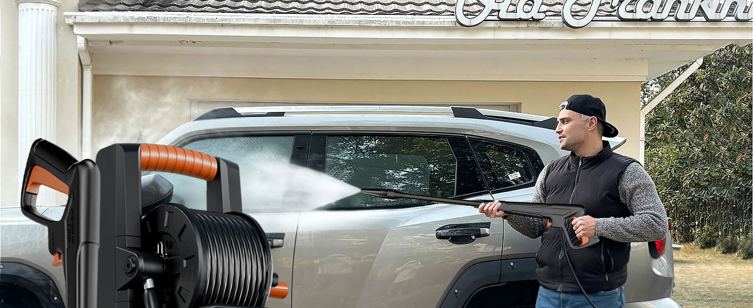 Високотискний мийник 2026 Neu 180 бар, 6-в-1 насадка, 420 л/год, 50 м²/год, економія води, піночистка 500 мл, барабан для шлангу 33л