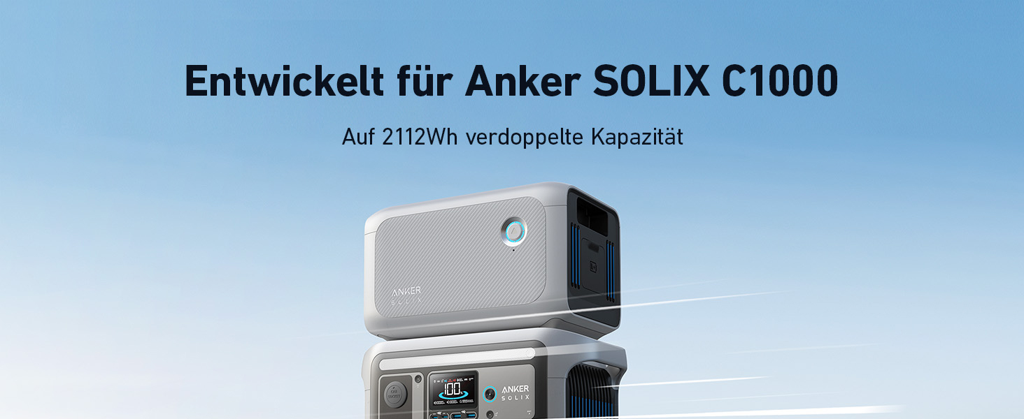 Портативна електростанція Anker SOLIX, LiFePO4, сонячний генератор 1800 Вт, 100 заряджений за 58 хв з надшвидким режимом, електростанція LFP для вулиці, кемпінгу та резерву живлення (додаткова сонячна панель) (батарея BP1000)