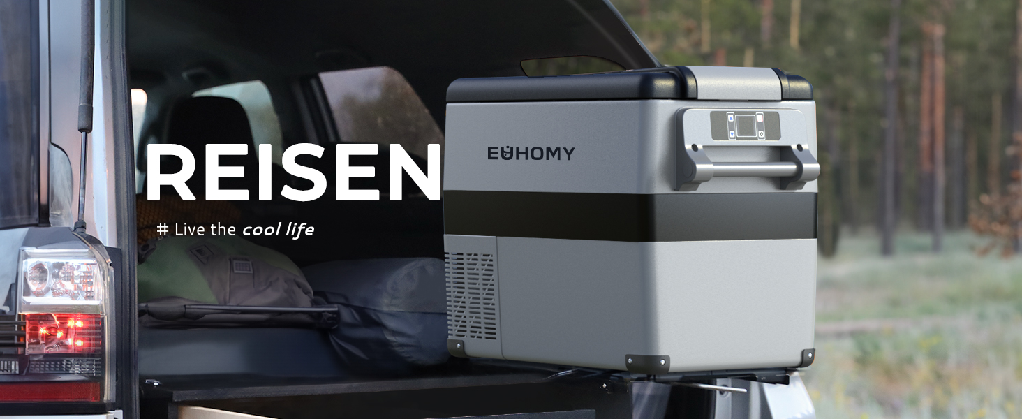 Автомобільний холодильник EUHOMY 40л компресорний (-20℃~20℃) з Wi-Fi, режимами ECO/MAX, захистом батареї 12/24V/220V, тихий (до 45дБ)