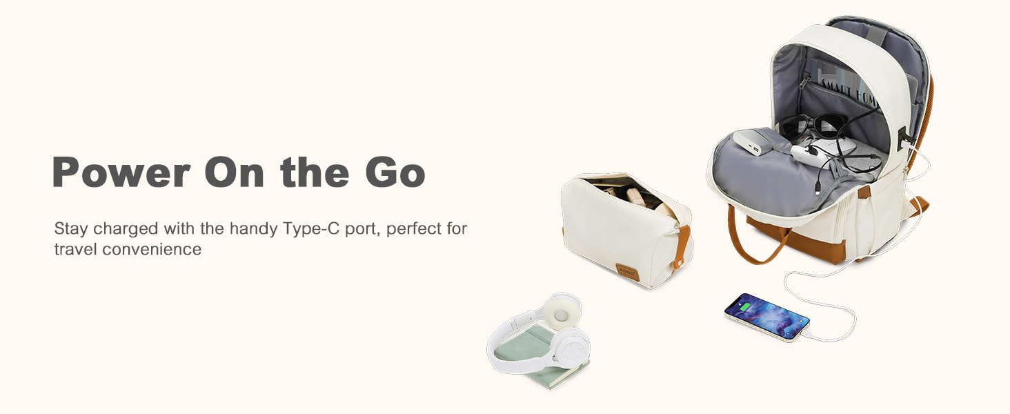 Набір валіз KONO: 3-в-1 (рюкзак, валіза на колесах, косметичка) з ABS+PC, TSA-замок, 4 колеса (кремовий/коричневий)