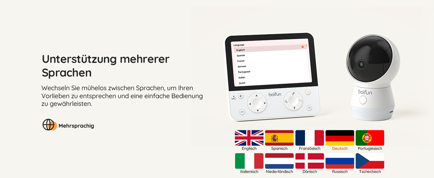 Відеоняня BOIFUN з камерою Wi-Fi 4MP, моніторинг через додаток, виявлення положення дитини, нічник, нічна зйомка, датчик руху/плачу/звуку, автотрекінг, сповіщення про вихід за межі зони