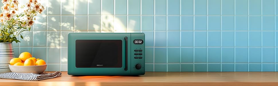 Мікрохвильова піч Cecotec Proclean 3010 Green 20L, 700W, 6 режимів, функція розморожування, таймер 30 хв, зелений колір