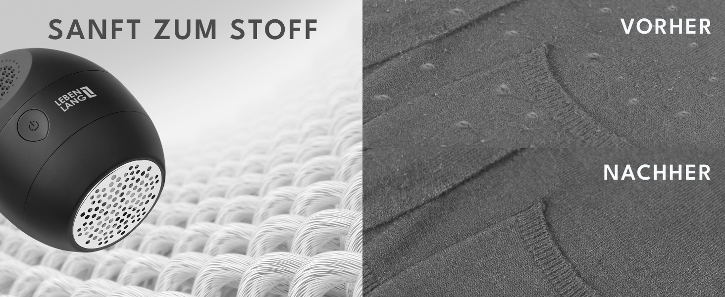 Електричний міні-фільтр для одягу LEBENLANG - з запасними лезами та пензлем для чищення | Для видалення ворсу та пуху | Чорний, 400mAh