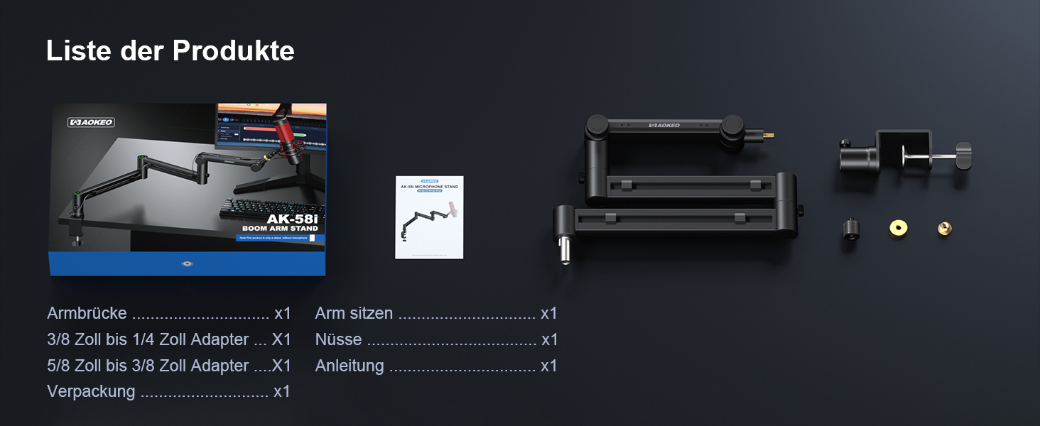 Мікрофонний стійкий тримач Aokeo AK-58i для HyperX, Elgato, Shure, Blue Yeti - кріплення для студійного запису