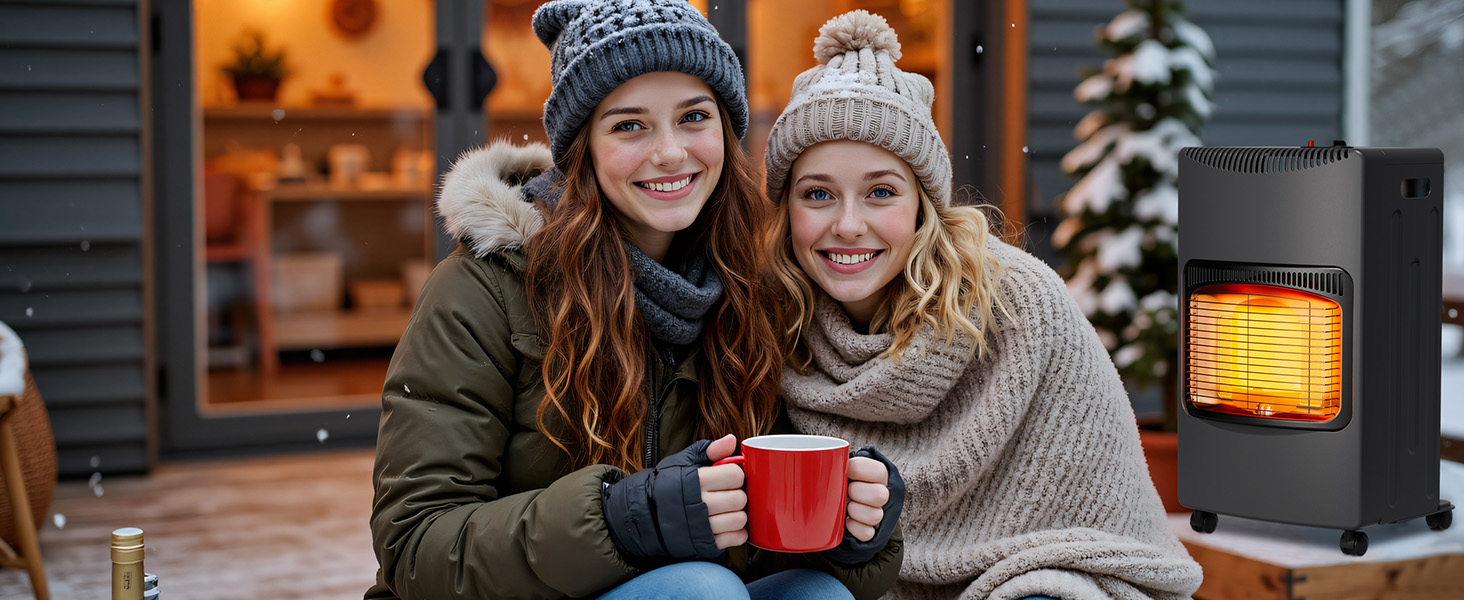 Мобільний газовий обігрівач Wiltec 4,2 кВт з захистом від перекидання, ODS та роликами, сумісний з 13 кг балоном