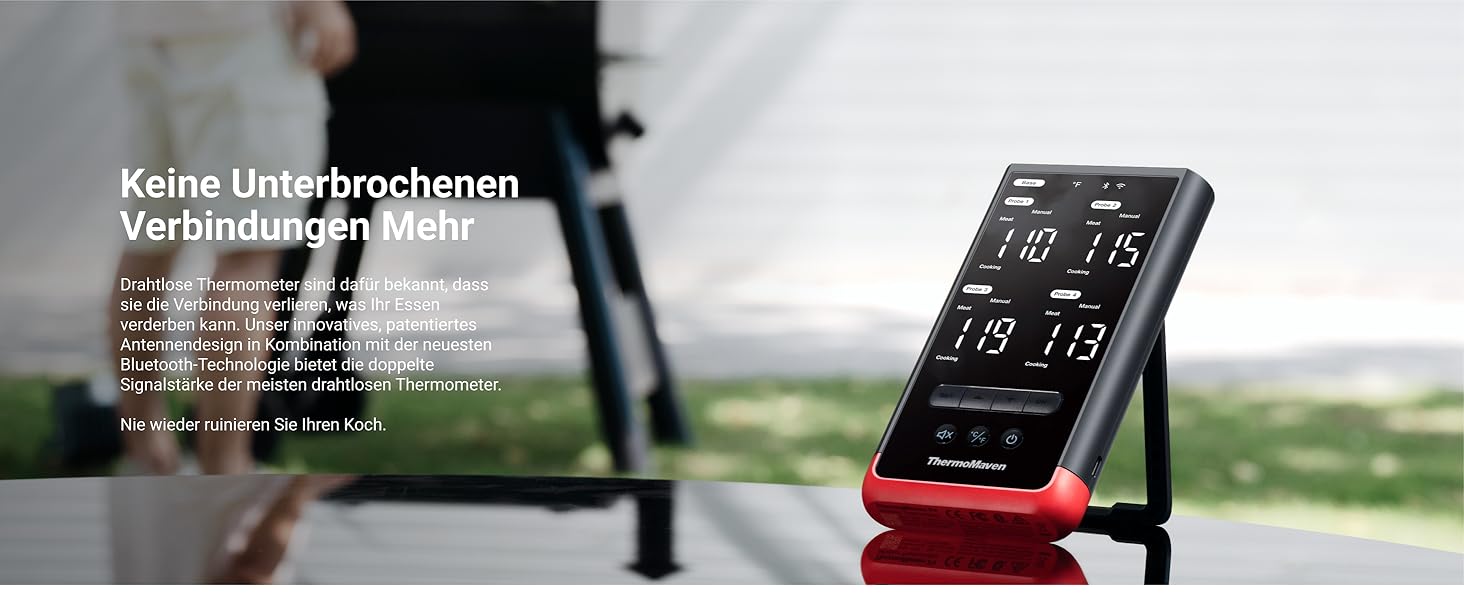 ThermoMaven P2: Розумний термометр для м'яса з Bluetooth 5.3, 6 датчиками, Wi-Fi моніторингом, IPX8 водонепроникність, для гриля, духовки, кухні, фритюрниці (4 зонди)