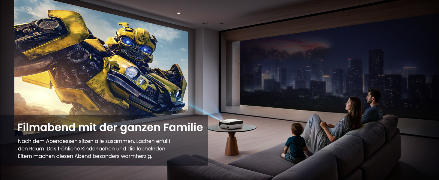 Портативний проєктор HAPPRUN Mini Beamer 4K з Bluetooth та Google TV: 4K, Full HD, HDMI, USB, AV, для кінотеатру вдома