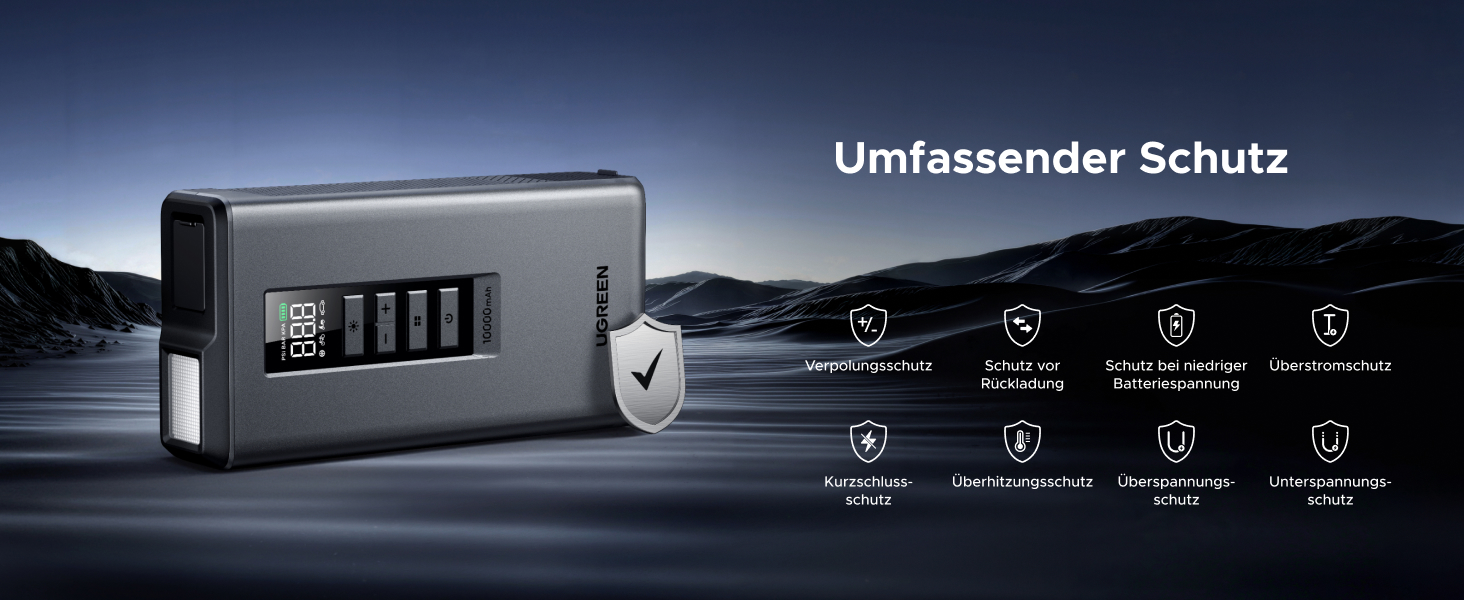 Пусковий пристрій UGREEN 3 в 1: Powerbank 10000mAh, бустер для авто та електричний компресор (помпа)