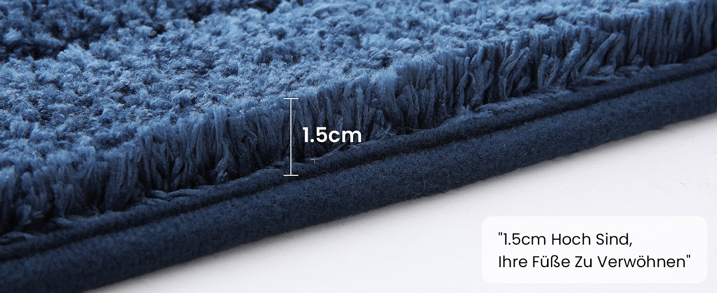 Килимок для ванної кімнати Homaxy з мікрофібри, антиковзний, 60x90 см, Marine Blau