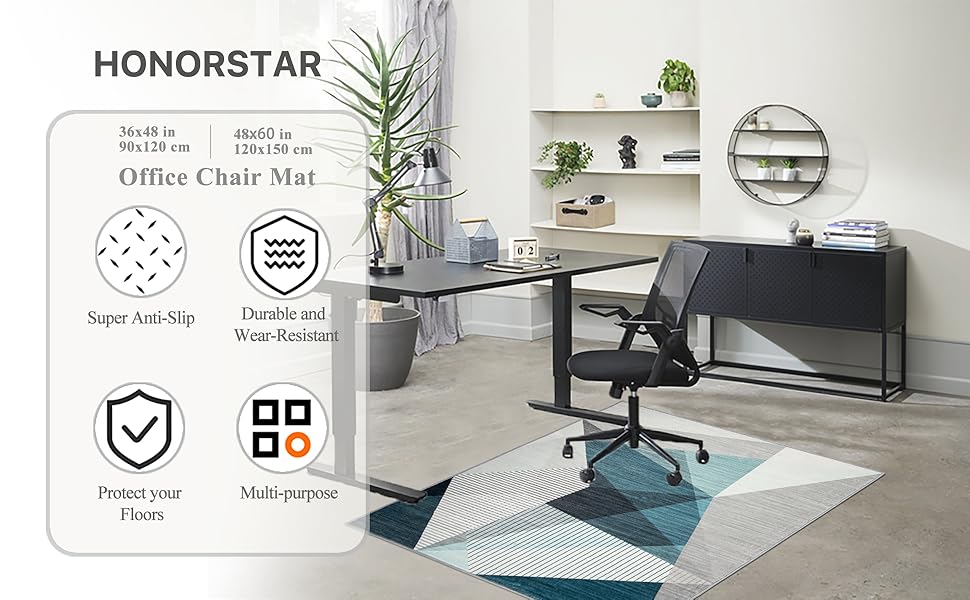 Килимок для захисту підлоги під стілець: 90x120 см, антиковзаюча підкладка для офісного/ігрового крісла, килимок для захисту від подряпин
