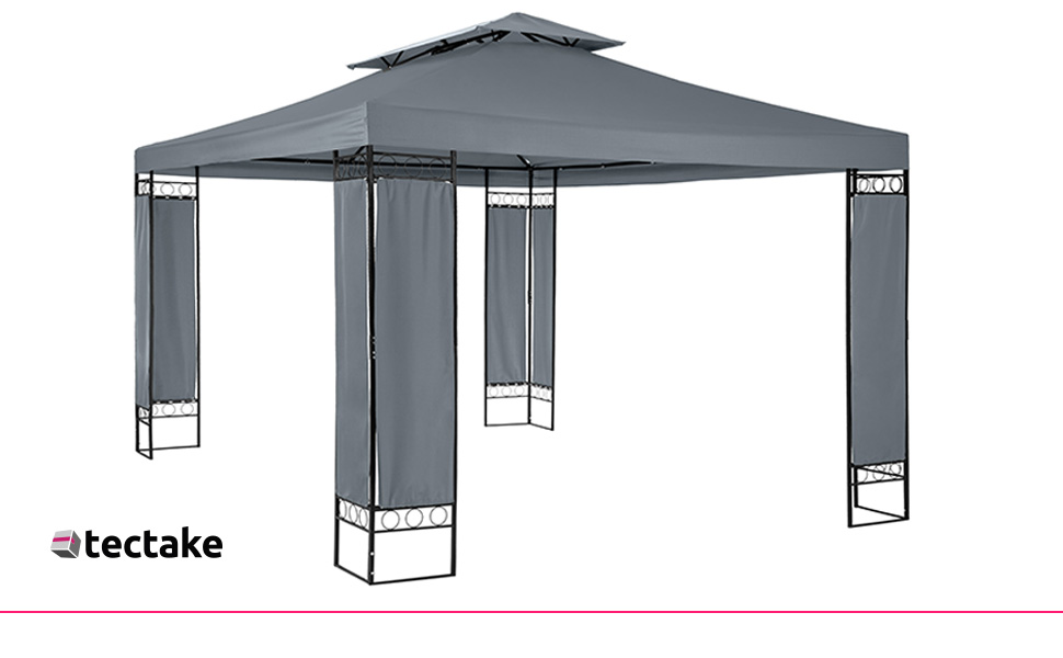 Садовий павільйон tectake 800724 390 x 290 x 265 см, кутові елементи, обтягнуті тканиною, стійкі до ультрафіолету та водовідштовхувальні властивості (антрацит)