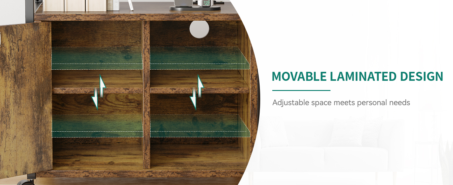 Підставка для принтера YITAHOME з розетками, роликова, з полицею та кишенькою, з замком для документів, для дому/офісу (колір: коричневий)