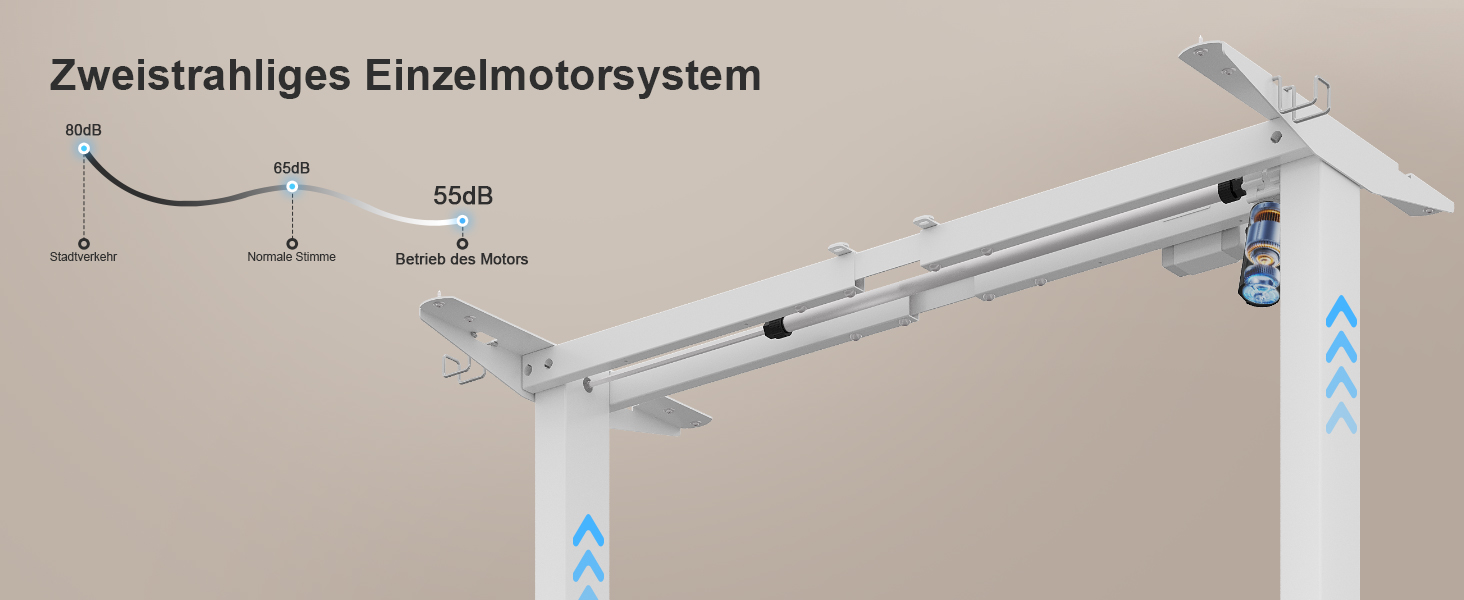 Регульований стіл JUMMICO з USB-роз'ємом та кабельною масою, електричний, з плавним регулюванням висоти, на коліщатках (білий)