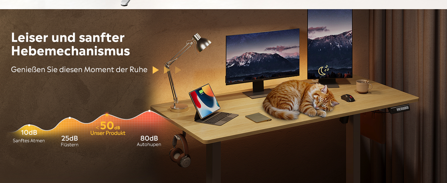 Регульований за висотою стіл Devaise з тихим мотором та функцією пам'яті для 3 положень, стіл для сидіння та стояння, регулювання висоти 72–118 см, ергономічний комп'ютерний стіл для офісу, білий (100x60 см, колір дуб)