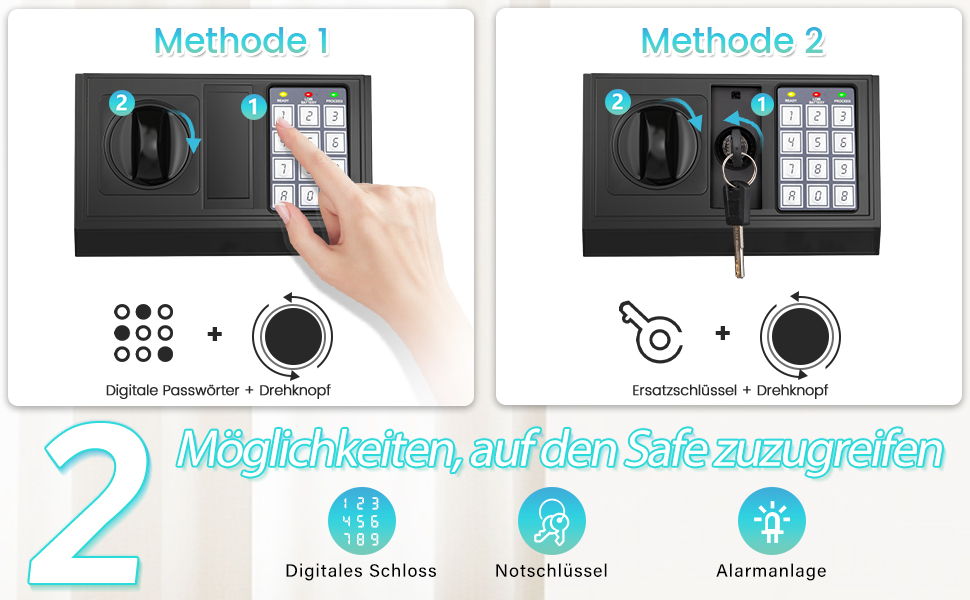 Великий сейф 50л для дому: вогнестійкий, водонепроникний, з ключем та кодовою панеллю. Сейф для зберігання золота, прикрас, документів. Сейф для меблів з інтелектуальною системою сигналізації, настінний сейф.