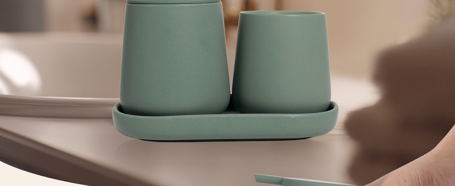 Набір для ванної кімнати блакитного кольору, керамічний аксесуар для ванної кімнати, 3-частинний, декоративний набір мильниць, стаканчика для зубної пасти та підставки для прикрас, підходить для ванної кімнати, умивальника, готелю