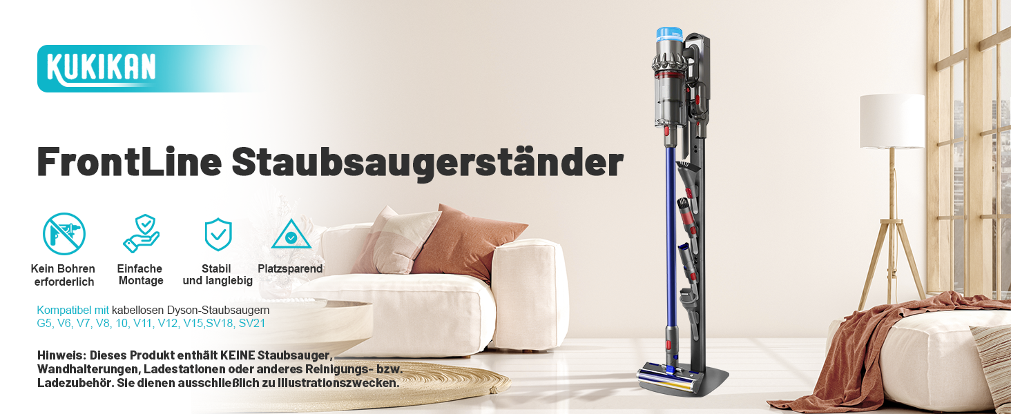 Тримач для пилососа Dyson Gen5 V16 V15 V12 V11 V10 V8 V7 V6: підлогова станція для зарядки та зберігання без свердління