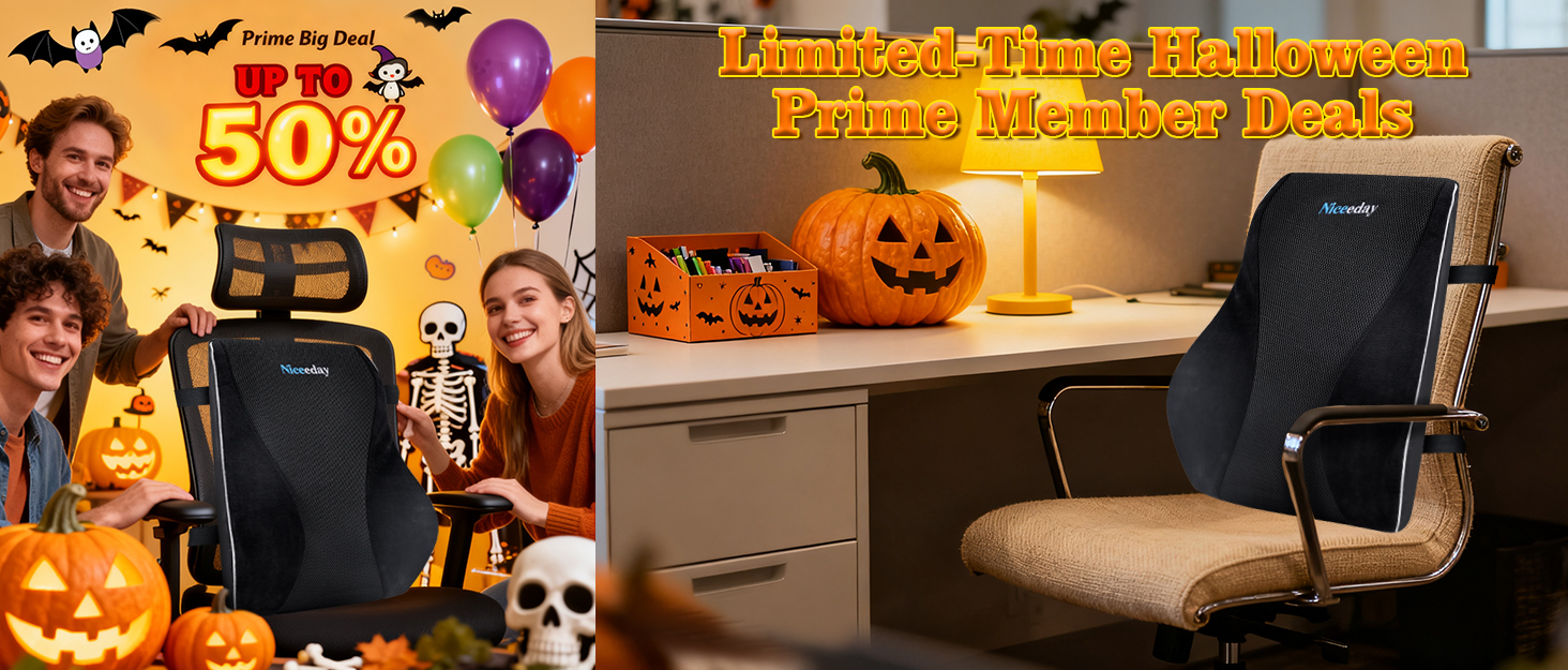 Подушка для попереку Niceeday для офісного крісла/автомобіля, з memory foam, ортопедична підтримка попереку 3D-сіткою, чорна