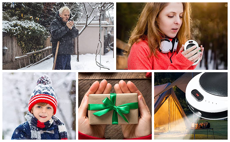 Електричний грілка для рук USB з акумулятором 10000mAh, 3 режими температури, для жінок та чоловіків, Outdoor, чорний